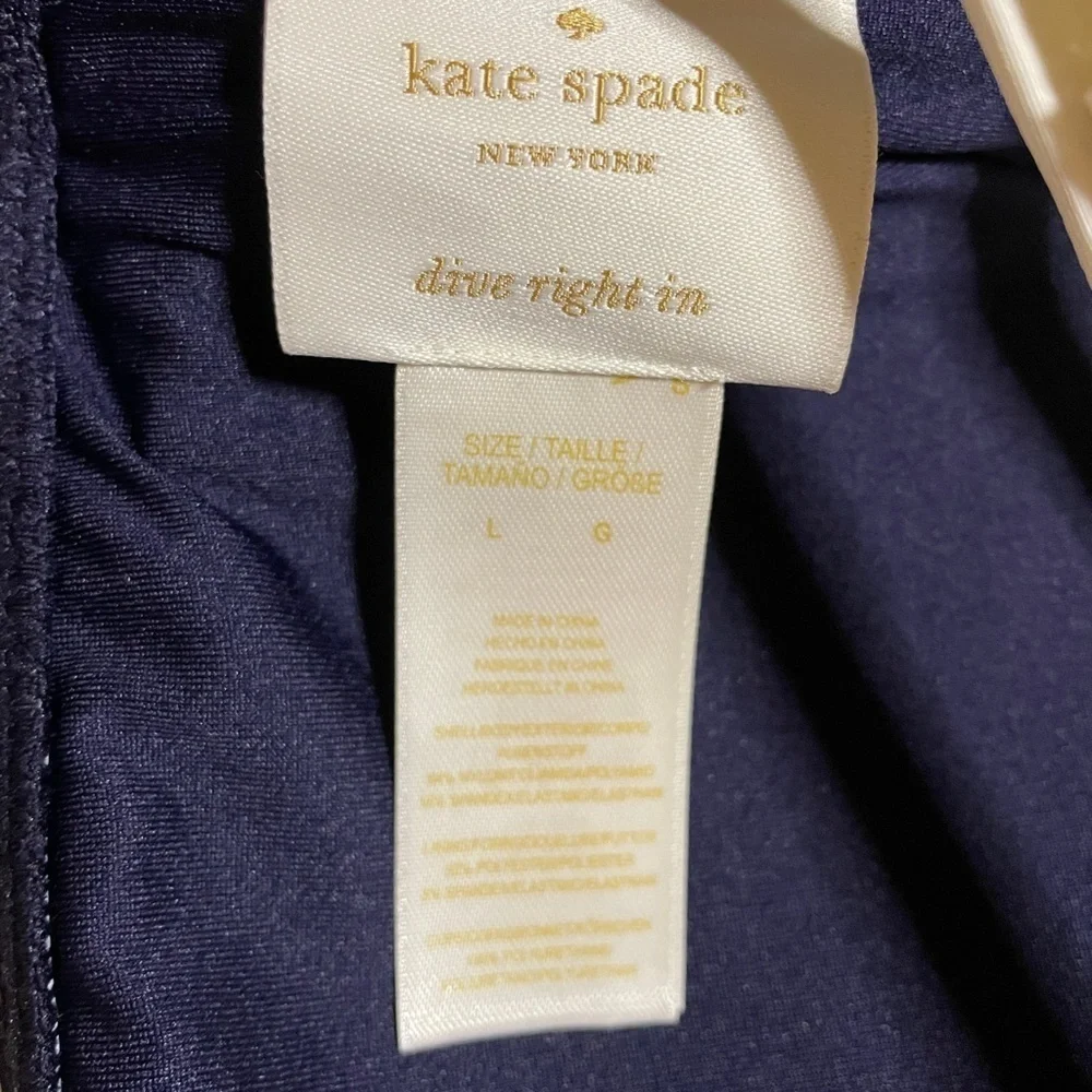 NWOT Kate Spade Mini Bow Bralette Bikini Top in Navy / White Sz. L